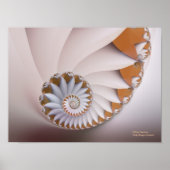 White Nautilus Abstract Seashell Fine Fractal Poster (Voorkant)