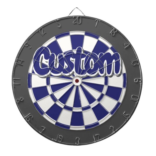 White, Navy Blue, And Charcoal Gray - Custom Text Dartbord (Voorkant)