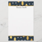 White Navy Blue and Gold Kerstmis Tree Stationery Briefpapier (Voorkant)