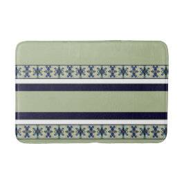 White Navy Blue en Soft Green Badmat