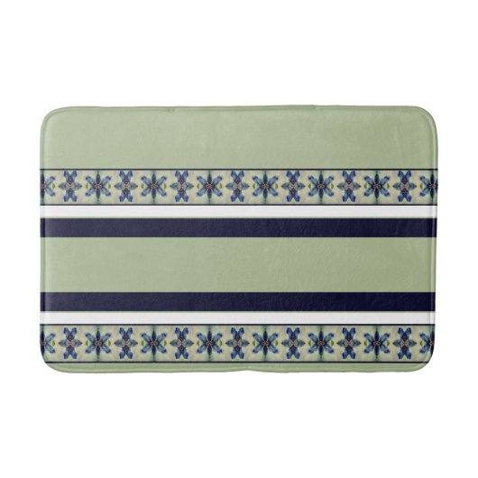 White Navy Blue en Soft Green Badmat (Voorkant)