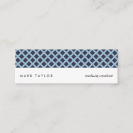 White navy blue grey criss-cross modern card mini visitekaartje
