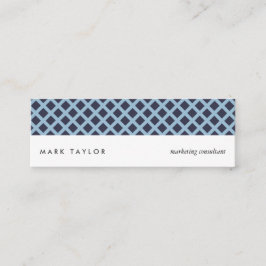 White navy blue grey criss-cross modern card mini visitekaartje