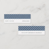 White navy blue grey criss-cross modern card mini visitekaartje (Voorkant / Achterkant)