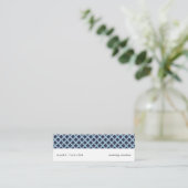 White navy blue grey criss-cross modern card mini visitekaartje (Staand voorkant)
