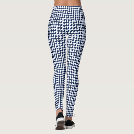 White & Navy Blue Houndstooth Leggings (Achterkant)