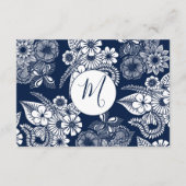 White Navy Blue Illustrative Florals Gift Registry Informatiekaartje (Achterkant)