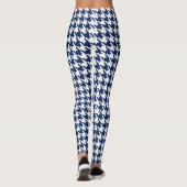 White Navy Blue Large Pied de Poule Houndstooth Leggings (Achterkant)