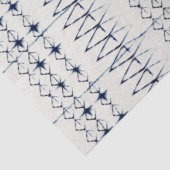 White Navy Blue Lines Tie Dye Traditional Pattern Tissuepapier (Detail)