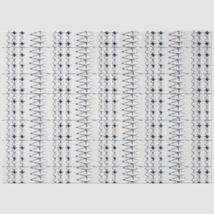 White Navy Blue Lines Tie Dye Traditional Pattern Tissuepapier
