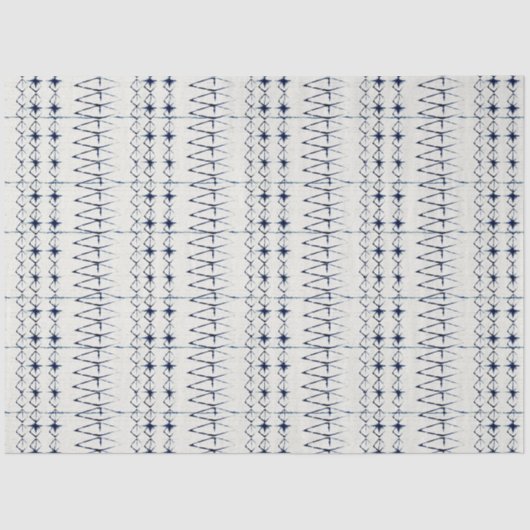 White Navy Blue Lines Tie Dye Traditional Pattern Tissuepapier (Voorkant)