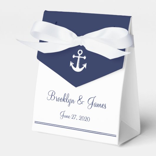White Navy Blue Nautical Wedding Favor Boxes Tent Bedankdoosjes (Voorkant Zijde)