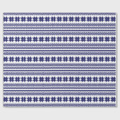 White Navy Blue Nordic KerstSweater Pattern Cadeaupapier (Vlak)
