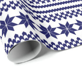 White Navy Blue Nordic KerstSweater Pattern Cadeaupapier (Rol Hoek)