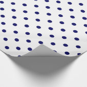 White Navy Blue Polka Dot Spot Pattern Cadeaupapier (Hoek)