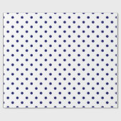 White Navy Blue Polka Dot Spot Pattern Cadeaupapier (Vlak)