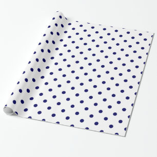 White Navy Blue Polka Dot Spot Pattern Cadeaupapier