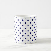 White Navy Blue Polka Dot Spot Pattern Koffiemok (Center)