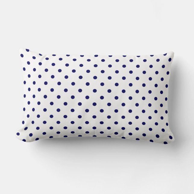 White Navy Blue Polka Dot Spot Pattern Kussen (Voorkant)