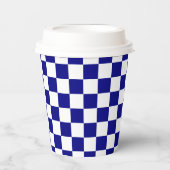 White Navy Blue Square Pattern Paper Cups Papieren Bekers (Voorkant)
