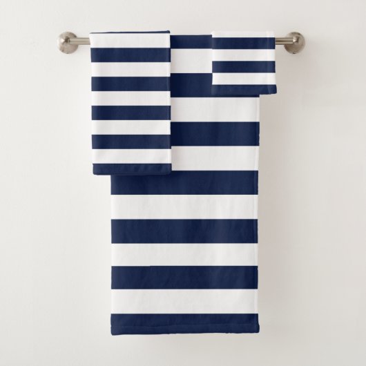White Navy Blue Stripes Pattern {kies uw kleur} Bad Handdoek (Insitu)