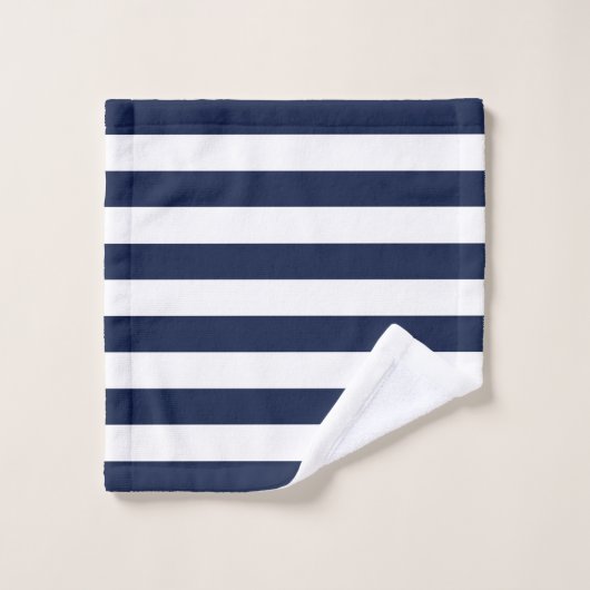 White Navy Blue Stripes Pattern {kies uw kleur} Bad Handdoek (Wasdoekje)