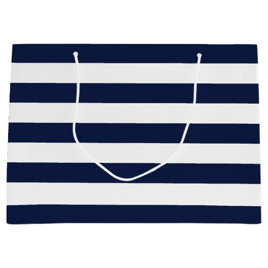 White Navy Blue Stripes Pattern {kies uw kleur} Groot Cadeauzakje (Voorkant)