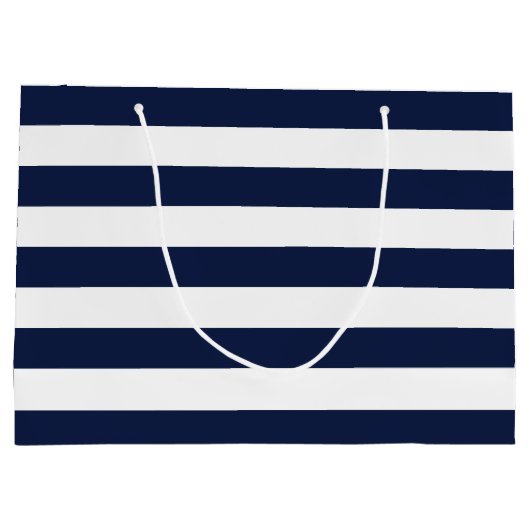 White Navy Blue Stripes Pattern {kies uw kleur} Groot Cadeauzakje (Achterkant)