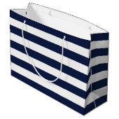 White Navy Blue Stripes Pattern {kies uw kleur} Groot Cadeauzakje (Achterkant Gekanteld)