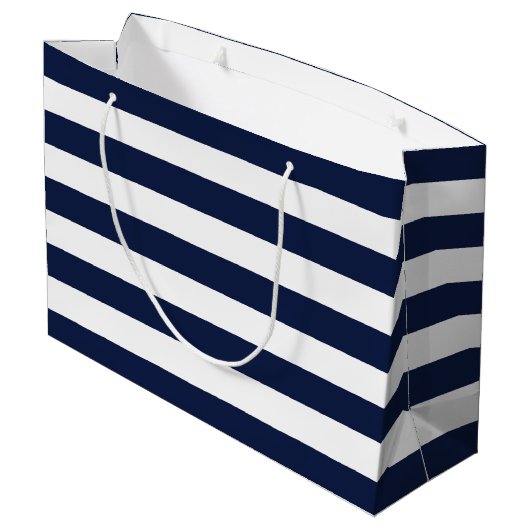 White Navy Blue Stripes Pattern {kies uw kleur} Groot Cadeauzakje (Achterkant Gekanteld)
