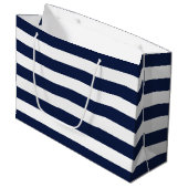 White Navy Blue Stripes Pattern {kies uw kleur} Groot Cadeauzakje (Voorkant Gekanteld)