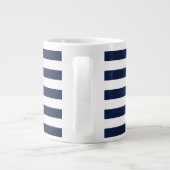 White Navy Blue Stripes Pattern {kies uw kleur} Grote Koffiekop (Achterkant)