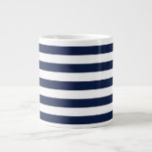 White Navy Blue Stripes Pattern {kies uw kleur} Grote Koffiekop (Voorkant)