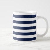 White Navy Blue Stripes Pattern {kies uw kleur} Grote Koffiekop (Rechts)