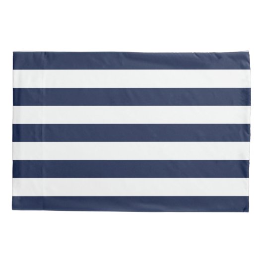 White Navy Blue Stripes Pattern {kies uw kleur} Kussensloop (Achterkant-Links)