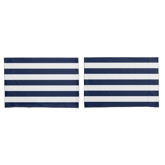 White Navy Blue Stripes Pattern {kies uw kleur} Kussensloop (Voorkant-Set)
