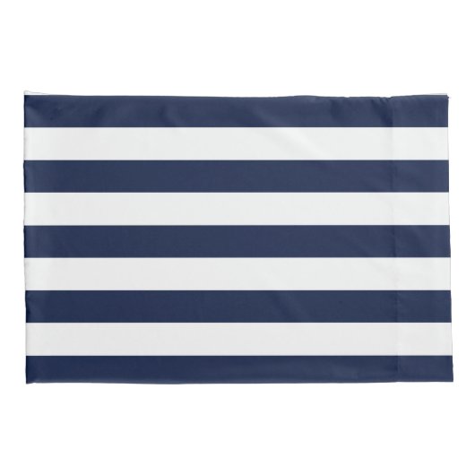 White Navy Blue Stripes Pattern {kies uw kleur} Kussensloop (Achterkant-Rechts)