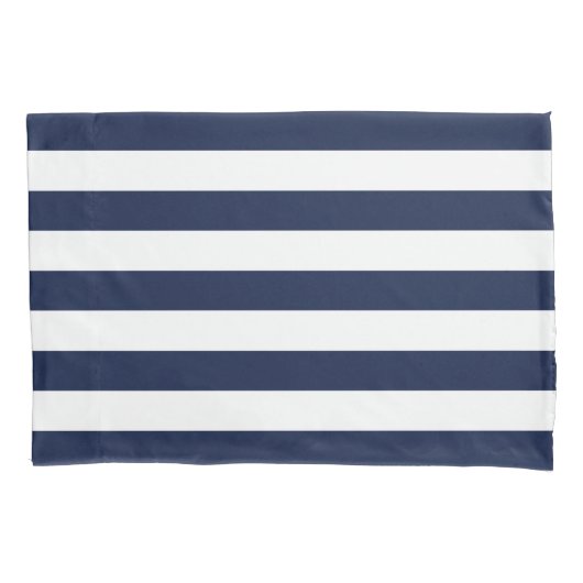 White Navy Blue Stripes Pattern {kies uw kleur} Kussensloop (Voorkant-Links)