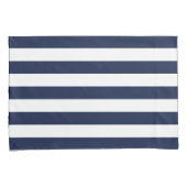 White Navy Blue Stripes Pattern {kies uw kleur} Kussensloop (Voorkant-Rechts)