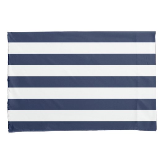White Navy Blue Stripes Pattern {kies uw kleur} Kussensloop (Voorkant-Rechts)