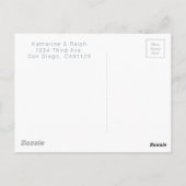 White & Navy bruiloft nieuwe plan aankondiging Briefkaart (Achterkant)