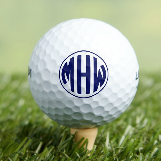 White Navy Circle Monogram Font DIY BG Golfballen