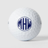 White Navy Circle Monogram Font DIY BG Golfballen (Voorkant)