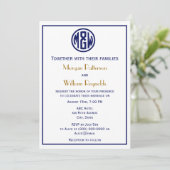 White Navy Circle Monogram Font DIY BG Kaart (Staand voorkant)