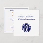 White Navy Circle Monogram Font DIY BG Kaart (Voorkant / Achterkant)