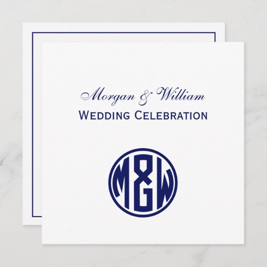 White Navy Circle Monogram Font DIY BG Kaart (Voorkant / Achterkant)