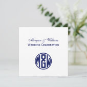 White Navy Circle Monogram Font DIY BG Kaart (Staand voorkant)