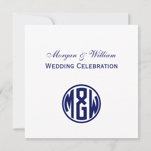 White Navy Circle Monogram Font DIY BG Kaart (Voorkant)