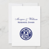 White Navy Circle Monogram Font DIY BG Kaart (Voorkant)
