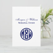 White Navy Circle Monogram Font DIY BG Kaart (Staand voorkant)